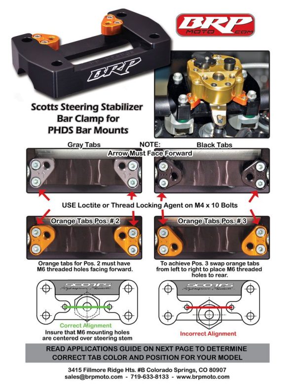BRP Scotts Stabilizer Bar Clamp for PHDS Bar Mounts for KTM (Stock Triple Clamp)