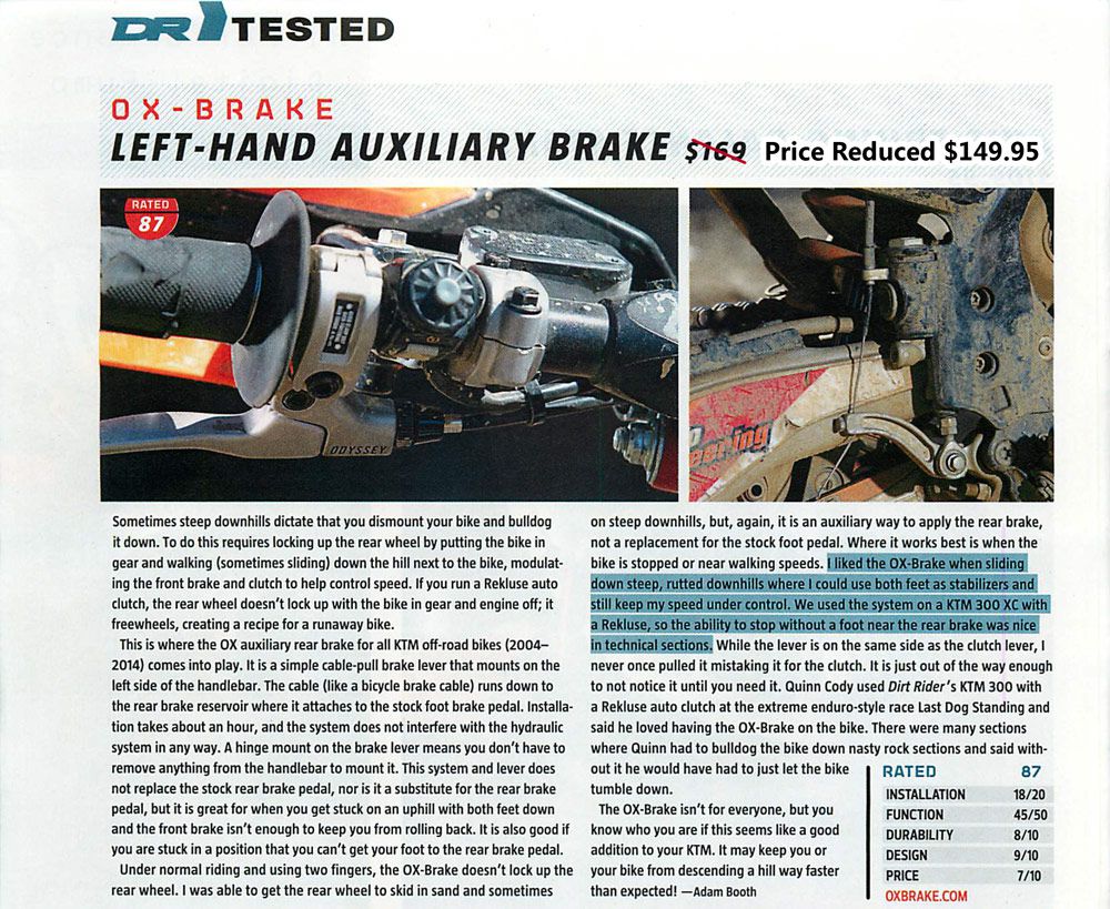 Ox Brake Left Hand Rear Brake - KTM