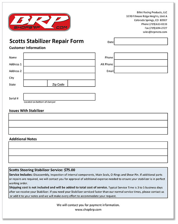 Scotts Stabilizer Rebuild Service Repair