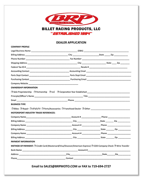 BRP Dealer Application 2023