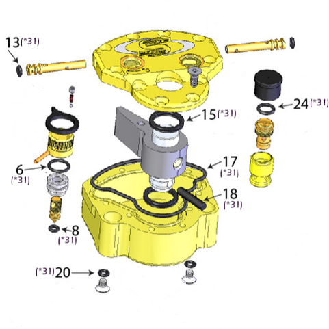 Scotts Steering Stabilizer Rebuild Seal Kit Stabilizer Rebuild Kit Exploded View